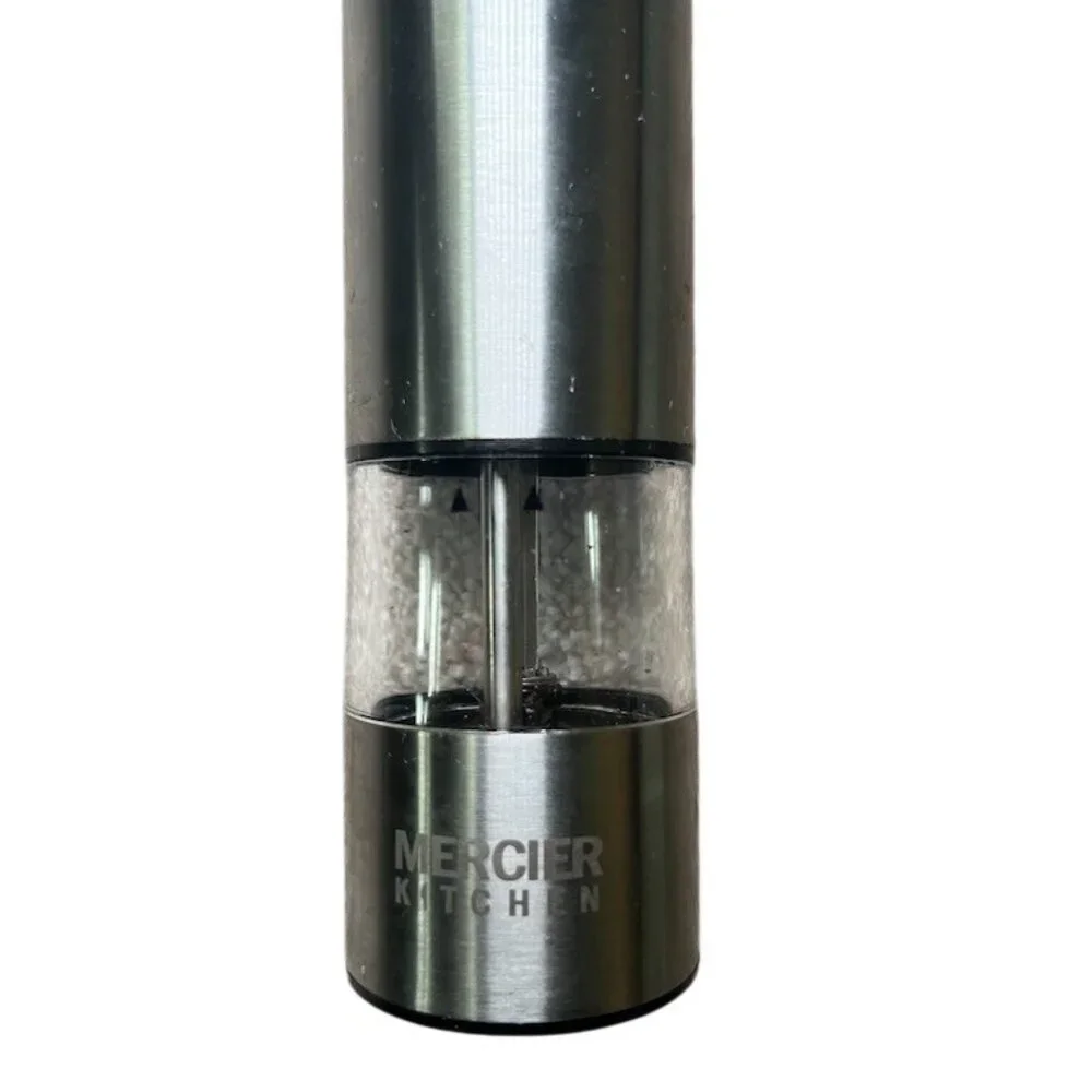 MERCIER Kitchen Automatic Electric Salt & Pepper Grinder LED Silver